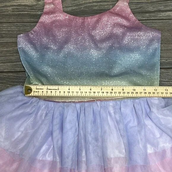 Zunie Girl’s Dress Size 10/12 Pink Ombre Sparkle Glitter Sleeveless Tiered M L - Picture 7 of 10
